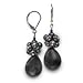 .925 Silver, Black Labradorite & Pearl Cluster Earrings