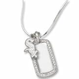 Chicago White Sox Sox on Sterling Silver Mini Dog Tag Necklace