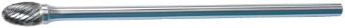 Easy Abrasives SE-5L6 Oval Shape Long Shank Carbide Bur, Single Cut, Radius End, 1/2" Cutting Diameter, 7/8" Cutting Length, 6" Overall Length
