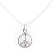 Small Open Design Peace Symbol Pendant in Sterling Silver on a 16" Sterling Box Chain, #8123