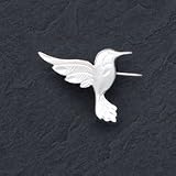 Sterling Silver Satin Finish Diamond Cut Hummingbird Pin