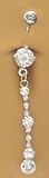 Cz Swarovski Clear gem Long Strand Dangle Belly Navel Ring body jewelry pierc...