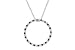1 Carat Blue and White Diamond 14K White Gold Circle Pendant w/Chain
