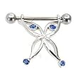Stainless Steel Shields Nipple Ring with Blue CZ - Sold Individually