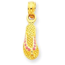 14k Gold Pink Enameled Small Flip Flop Pendant