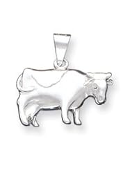 Sterling Silver Antiqued Cow Charm QC4110"