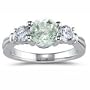 0.50 Cts Diamond & 1.06 Cts Green Amethyst Ring in 14K White Gold-8.0