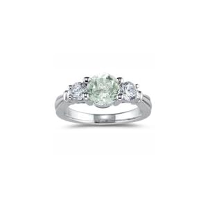 0.50 Ct Diamond and 1.06 Cts Green Amethyst Ring in 14K White Gold by myamethystjewelry