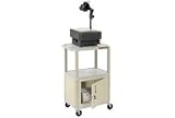 Plastic Utility Cart 3 Shelves Putty With Security Cabinet