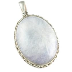 Large Oval Rainbow Moonstone and Sterling Silver Pendant by Something Silver