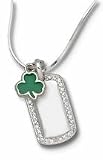Boston Celtics 3/8 Plain Shamrock Enameled Charm on Sterling Silver Mini Dog Tag Necklace
