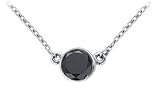 14K White Gold : Bezel Set Round Black Diamond Solitaire Pendant - 1.50 CT. TW.
