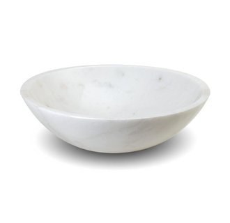 Bathroom Polished Stone Sink White Marble Topmount Modern Round Lavatory Vessel Sink On Sale