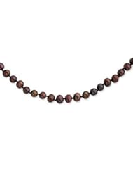 Sterling Silver 16in 5-6mm Chocolate Freshwater Cultured Pearl Necklace.
