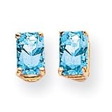 14k 6x4mm Emerald Cut Blue Topaz earring XE65BT