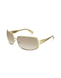 Giorgio Armani Swarovski Crystal Logo Rectangular Metal Sunglasses gold beige/brown