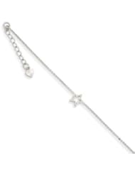 Genuine IceCarats Designer Jewelry Gift 14K Whtie Gold Adjustable Star Anklet In 9.00 Inch
