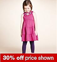 Autograph Cotton Rich Embroidered Neckline Dress & Leggings Outfit
