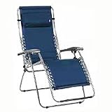 Patio Recliner Chairs - Lafuma 48410 Padded Polycotton RSX Zero Gravity Outdoor Folding Patio Recliner Chair - Marine - Standard