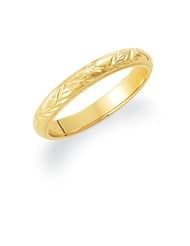 14K Yellow Gold Hand Engraved Band: Size 12
