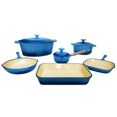 9-Piece Enamel Cast Iron Blue Cookware Set by FancyCook