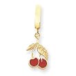 14K Polished Red Enameled Cherries TummyToy Belly Ring - JewelryWeb