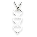 14k White Gold Triple Heart Pendant