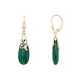 14K Gold Malachite Drop Earrings