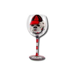 Georgia Bulldogs Hand Painted Wine Glass