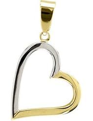 10k Yellow Gold 2-tone Heart Open-center Fashion Pendant Love YG Womens New
