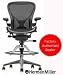 Herman Miller  Aeron Deluxe Work Stool Aluminum - Adjustable Arms - PostureFit Lumbar Support - Low Height