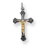 Sterling Silver Crucifix Pendant with 20 Inch Sterling Silver Chain