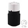 Techspec&reg; Straight Blade Connector, 15a, 125v, Black/White
