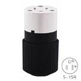 Bryant Bry5269nc Techspec&reg; Straight Blade Connector, 15a, 125v, Black/White