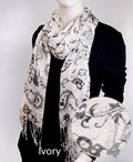 FLoral Multi 100% Viscose Lady's Scarf , 4.IVORY