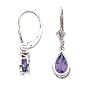 14k White Gold 8x5mm Pear Amethyst Leverback Earrings - JewelryWeb