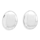 Polished Oval Clip-on Sterling Silver Earrings