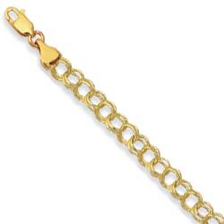 14k Yellow 5 mm Double Link Charm Bracelet - 7.25 Inch by JewelryWeb