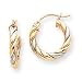 14k Two-tone Polished 3.5mm Twisted Hoop Earrings