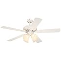 Westinghouse 7807900 Swirl Four-Light 52-Inch Five-Blade Ceiling Fan, White with Frosted Swirl Globes