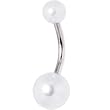 White Faux Pearl Belly Ring