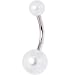 White Faux Pearl Belly Ring