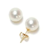 14k Yellow Gold 8.5x9mm AAA Akoya Cultured Pearl Earrings
