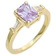 Gold Plated Brass Minimalist Ring with Light Amethyst Cubic Zirconia, Sizes: 5-10