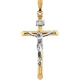 14K Two Tone Gold Crucifix Pendant