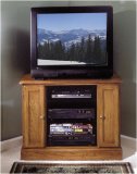 Riverside Furniture 110 Entertainment Corner TV Stand in Medium Distressed Oak