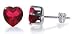 Sterling Silver Ruby Cubic Zirconia 4 MM Heart Stud Earrings
