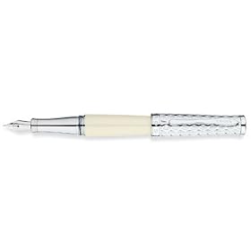Cross Sauvage, Ivory Python Pattern Fountain Pen With Medium Rhodium Plated Solid 18k Gold Nib