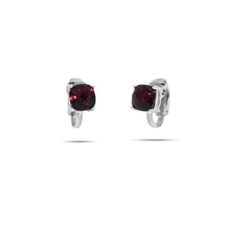 Sparkling Cushion Cut Ruby CZ Clip-On Earrings