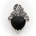 Sterling Silver Marcasite and Onyx Heart Pendant